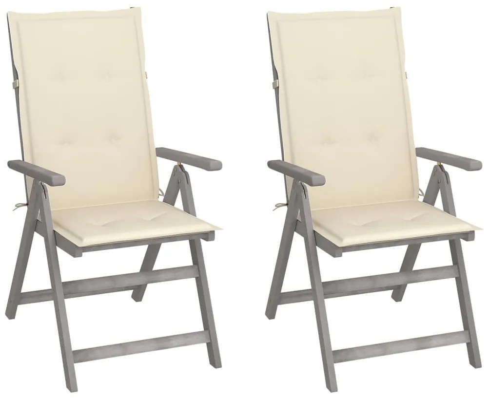 vidaXL Cadeiras jardim reclináveis c/ almofadões 2 pcs acácia maciça
