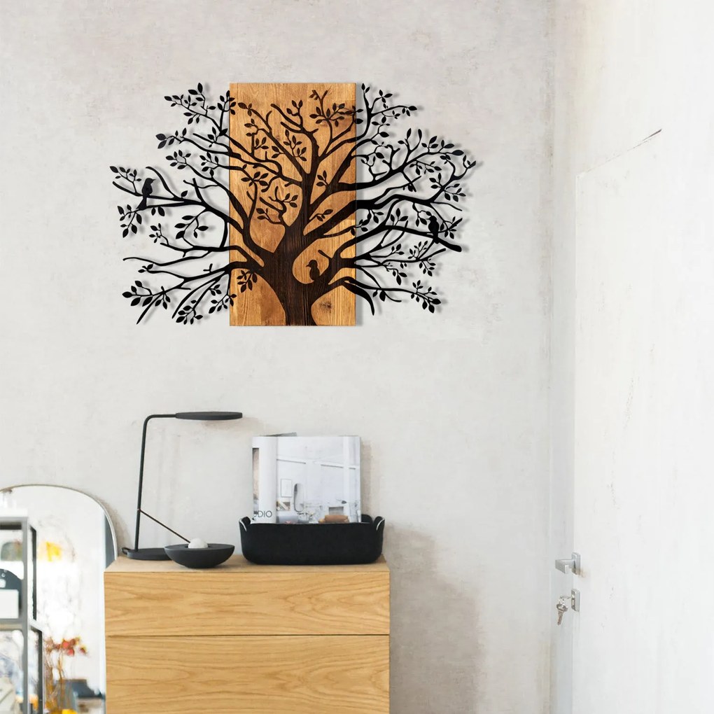 Acessório Decorativo de Parede Kavak – Preto e Nogueira – 85 x 58 cm