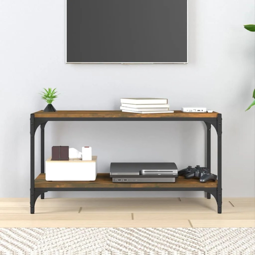 Móvel de TV 80x33x41 cm derivados madeira/aço carvalho fumado