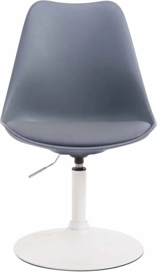 Conjunto de 4 cadeiras de sala de jantar Maverick em plástico com estrutura branca 76-81 x 48 x 57 cm Cinzento