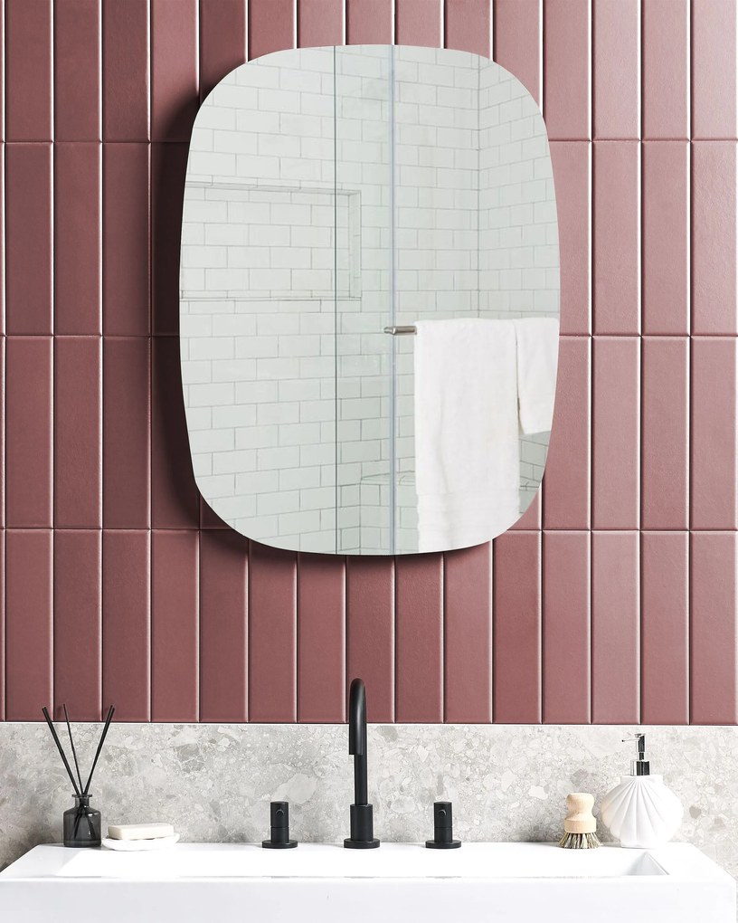 Espelho de parede prateado com iluminação LED ø 78 cm BERGERAC Beliani