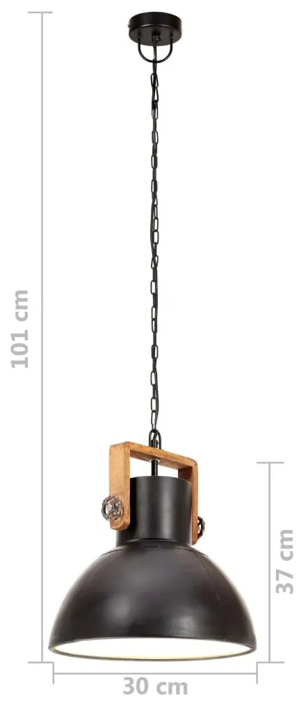 Candeeiro suspenso industrial redondo 25 W 30 cm E27 preto