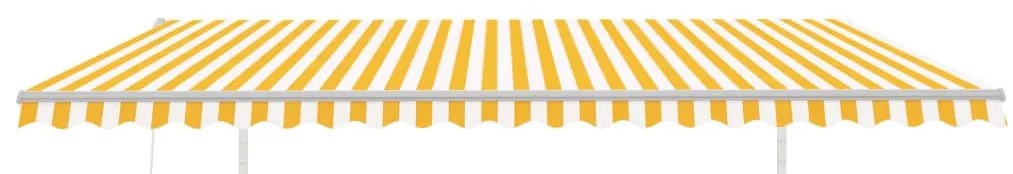 Toldo retrátil automático com postes 5x3,5 m amarelo e branco