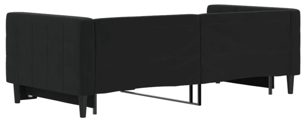 Sofá-cama com gavetão 90x190 cm veludo preto