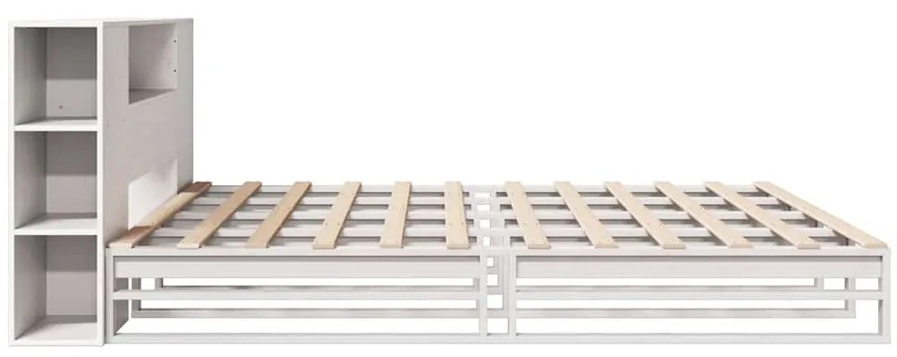 Cama com estante sem colchão 200x200 cm madeira maciça branco