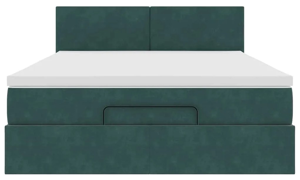 Estrutura de cama otomana com colchão 140x200 cm verde escuro