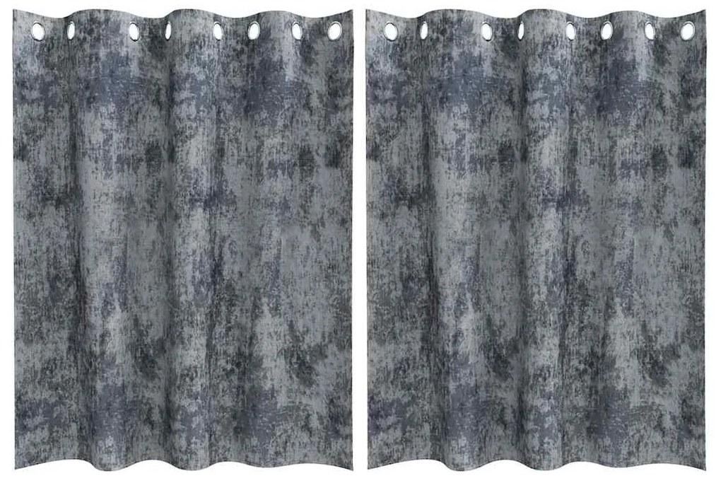 Cortinas de Veludo 2 peças com Ilhós Cinzentas 140x140 cm