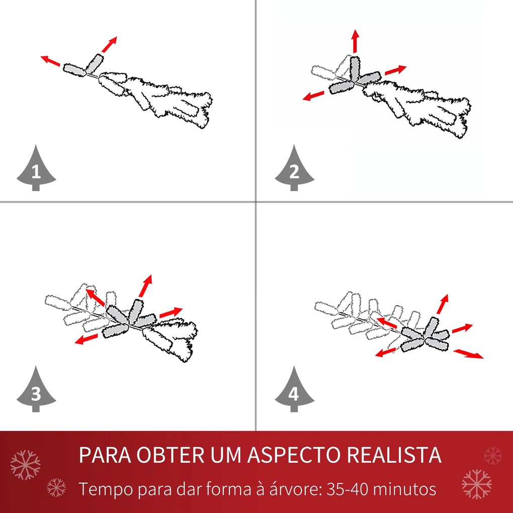 HOMCOM Árvore de Natal Artificial Ø105x210cm com 1440 Pontas de PVC e