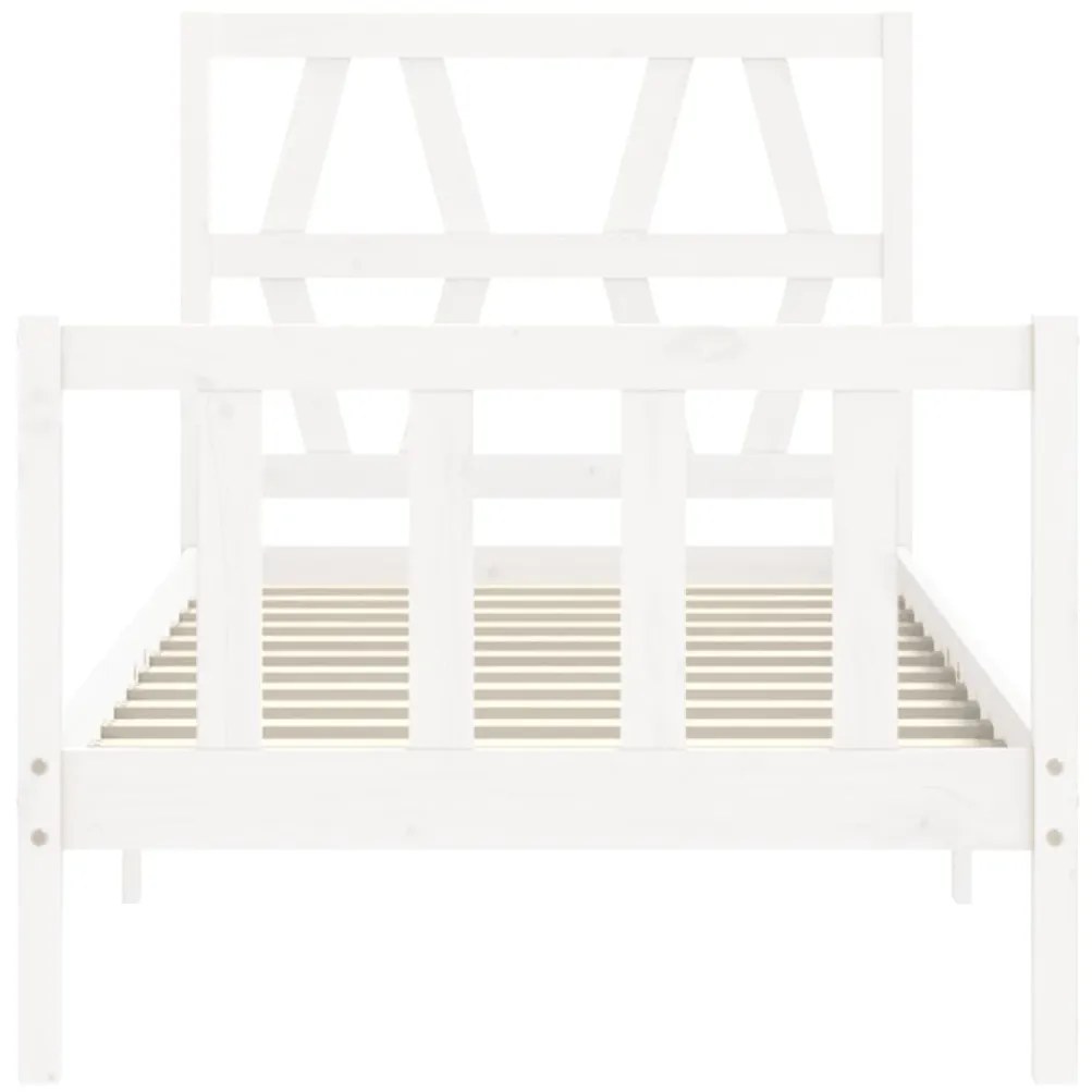 Cama sem colchão 90x200 cm madeira de pinho maciça branco
