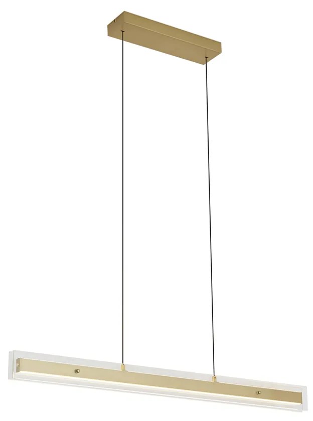 Candeeiro suspenso moderno latão com vidro transparente incluindo LED Easylift - Catch
