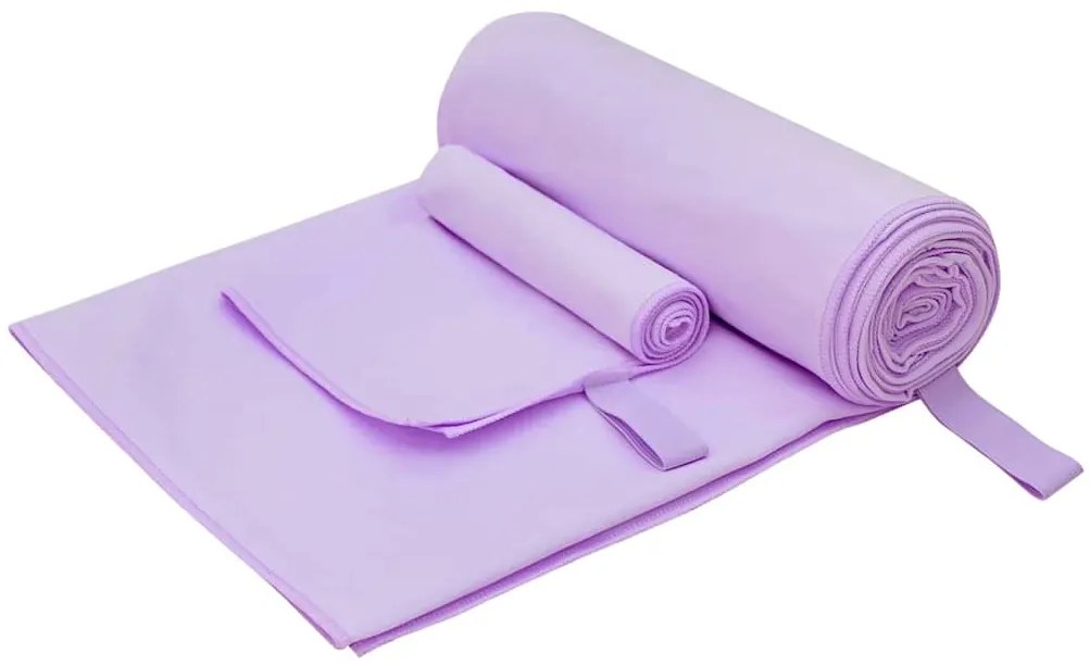 vidaXL Conjunto de Toalhas Esportivas 2 pcs Roxo tecido