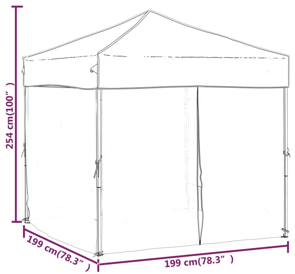 Tenda para festas dobrável com paredes laterais 2x2 m vermelho