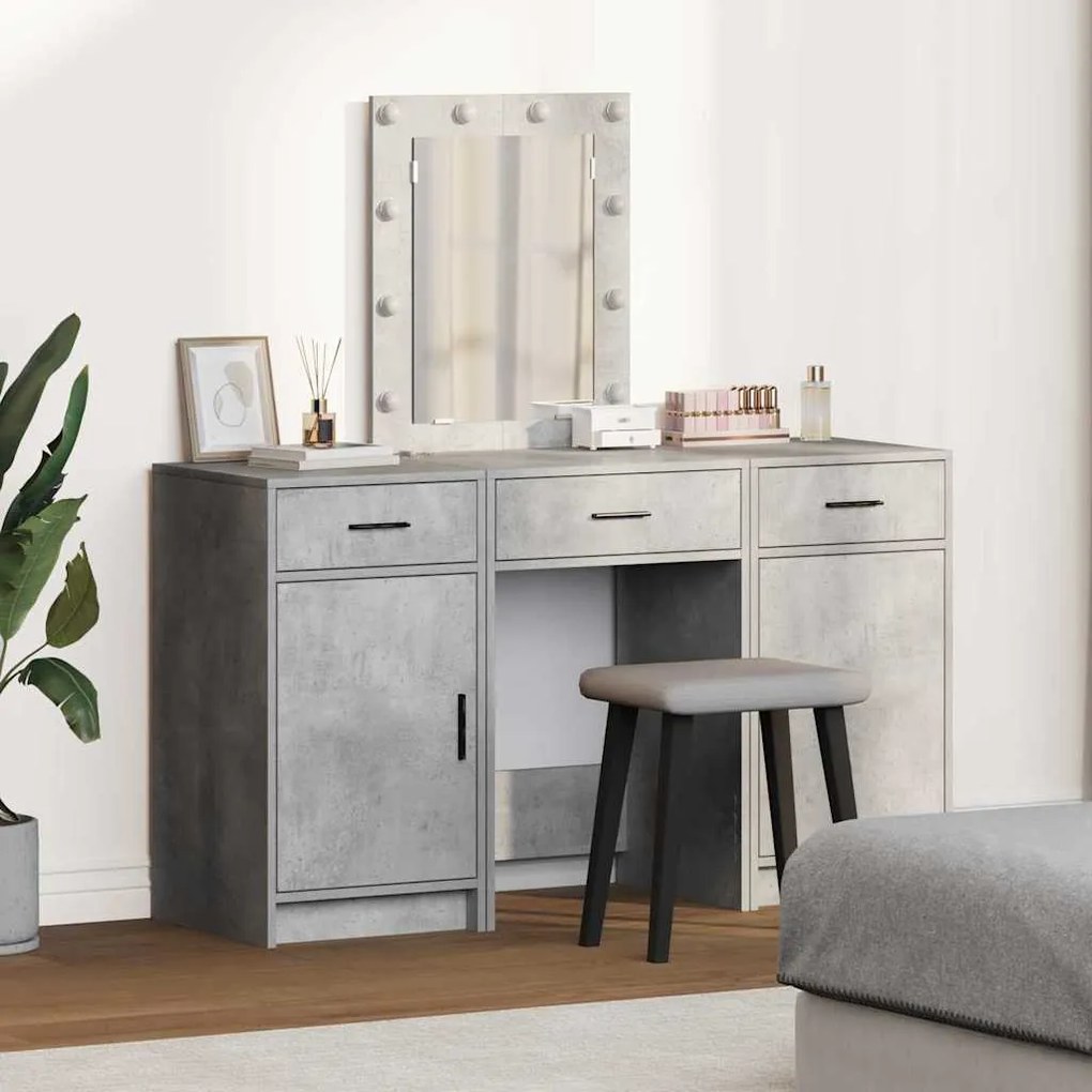vidaXL Mesa de vestir com gaveta 3 pcs Cinzeto 50 x 41 x 135 cm