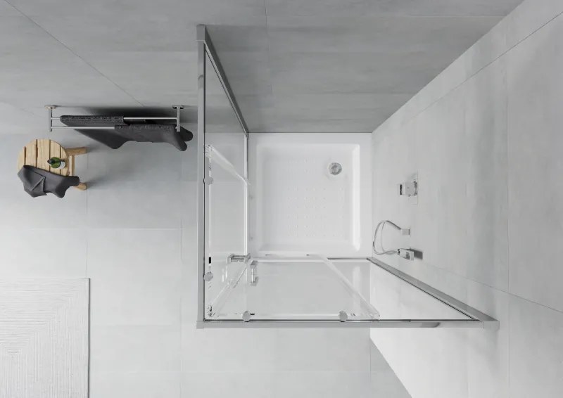 Mexen Rio cabina de duche quadrada 90 x 90 cm, transparente, cromado + base de duche, branco - 860-090-090-01-00-4510