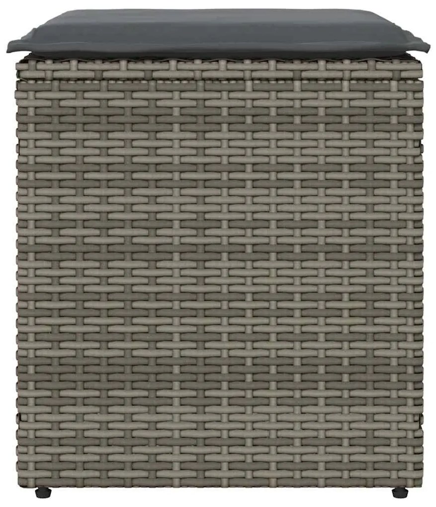 Bancos jardim com almofadas 2 unid 40x40x43 cm vime PE cinzento