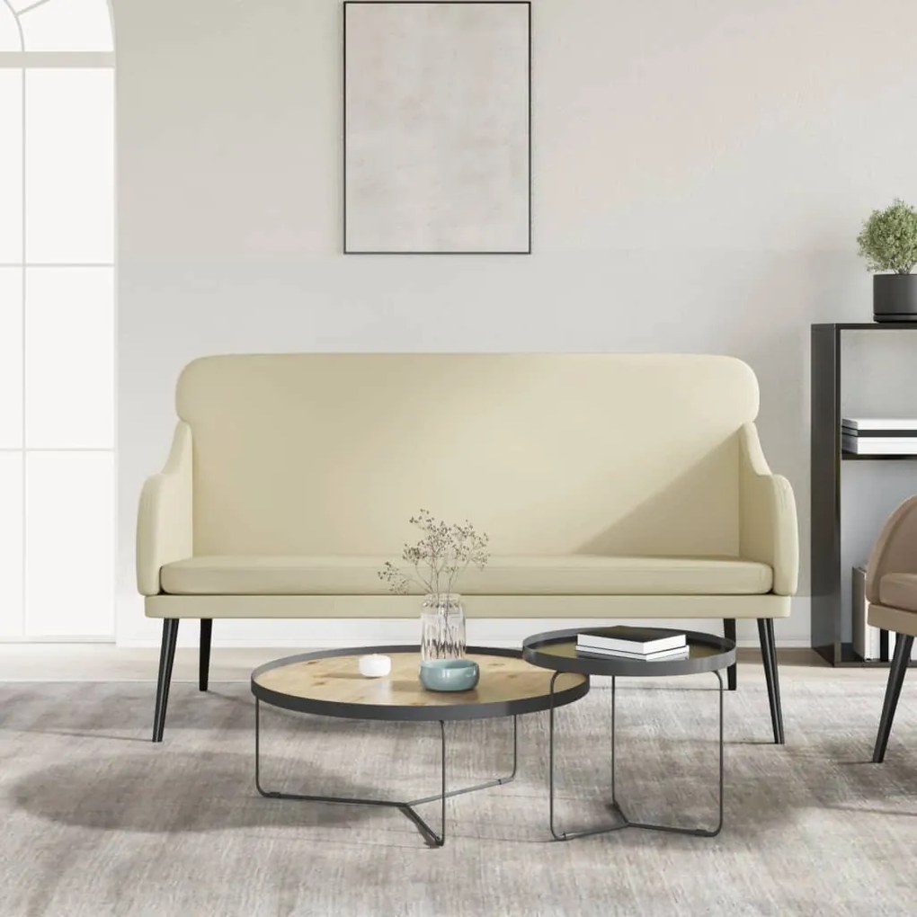 351431 vidaXL Banco 110x76x80 cm couro artificial cor creme
