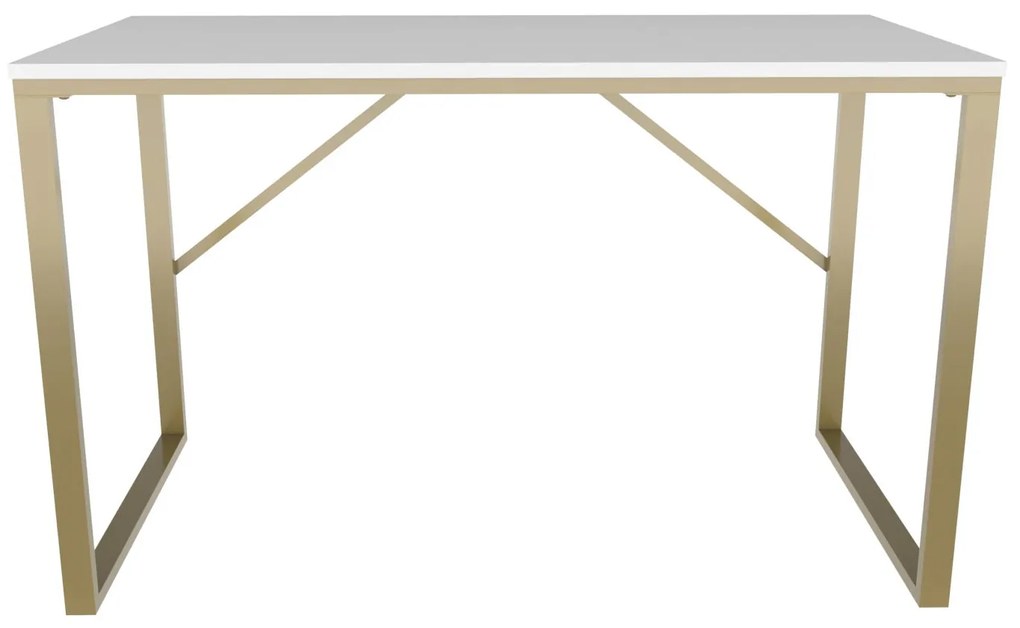 Secretária de Estudo Layton - Dourado e Branco - 120x60x74 cm