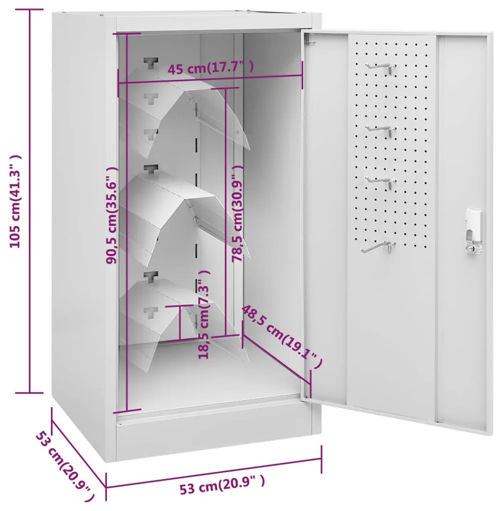 Armário para selas 53x53x105 cm aço cinza-claro