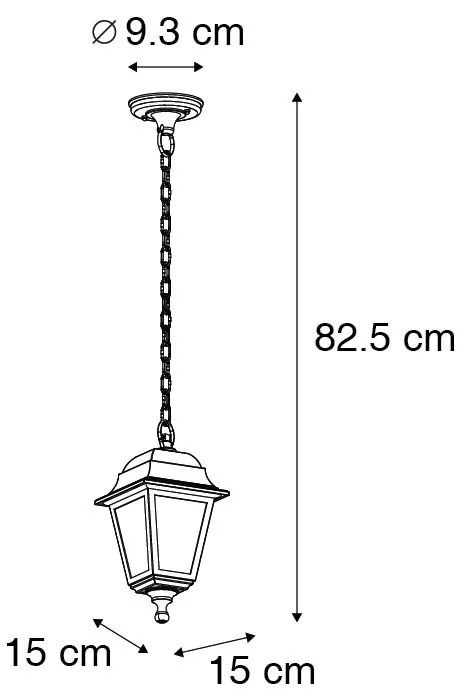 Candeeiro de suspensão clássico para exterior preto IP44 - Capital Clássico / Antigo
