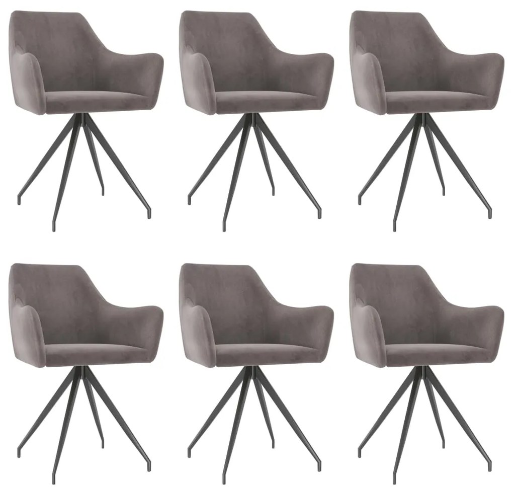 vidaXL Cadeiras de jantar 6 pcs veludo cinzento-claro