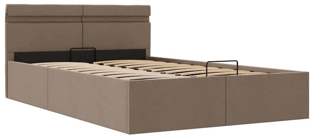 Estrutura cama hidrául.+ LED 140x200cm tecido cinza-acastanhado