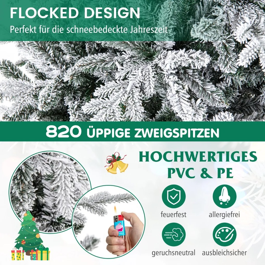 Árvore de Natal artificial com 8 modos de iluminação, luzes LED multicoloridas, pontas de galhos de PVC e PE, 147 cm de altura