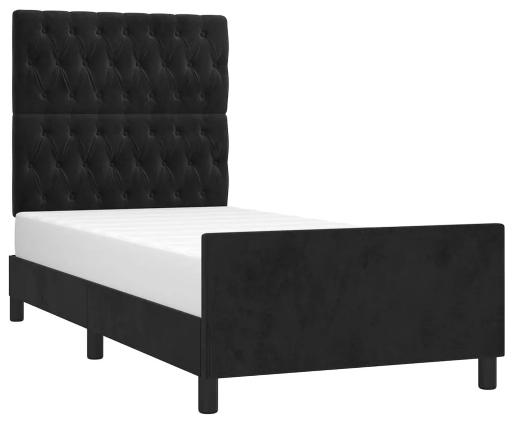 Estrutura de cama c/ cabeceira 90x200 cm veludo preto