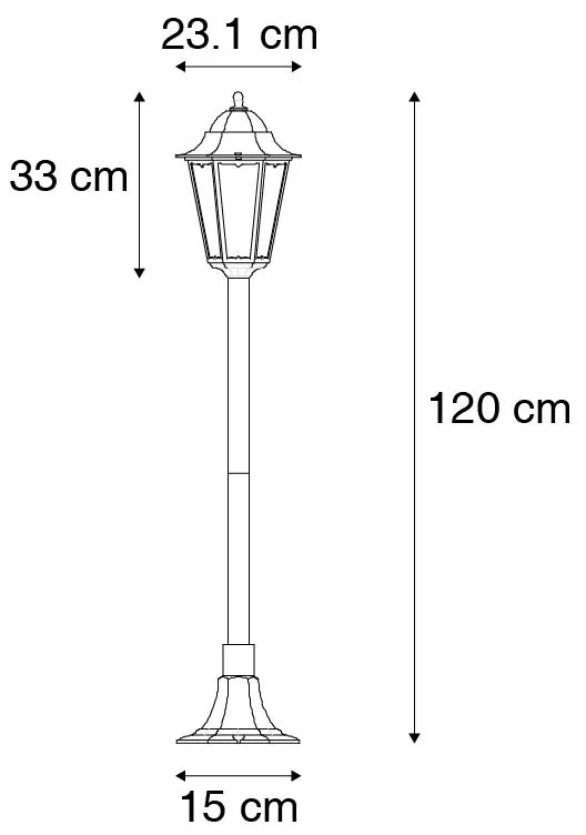 Lanterna de pé para exterior preta 120 cm IP44 - Nova Orleans Clássico / Antigo