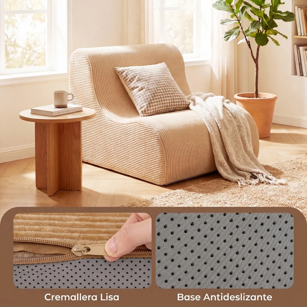 Pufe de chão moderno em forma de pêra com enchimento de espuma 100 x 78 x 69,5 cm, capa em tecido polar cor de coral lavável, base antiderrapante, cap