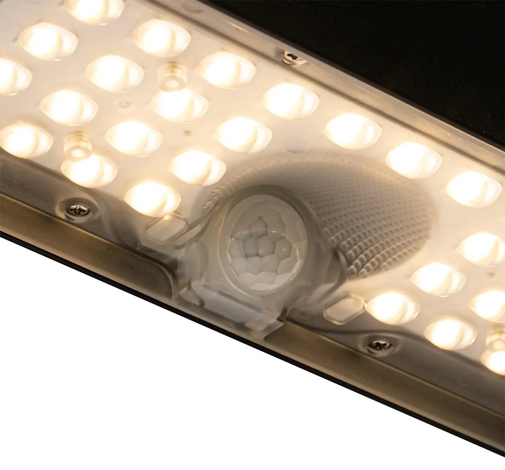 LED Candeeiro de Parede Exterior Preto com Luz Dimerizável e Sensor Solar - Kayo Moderno