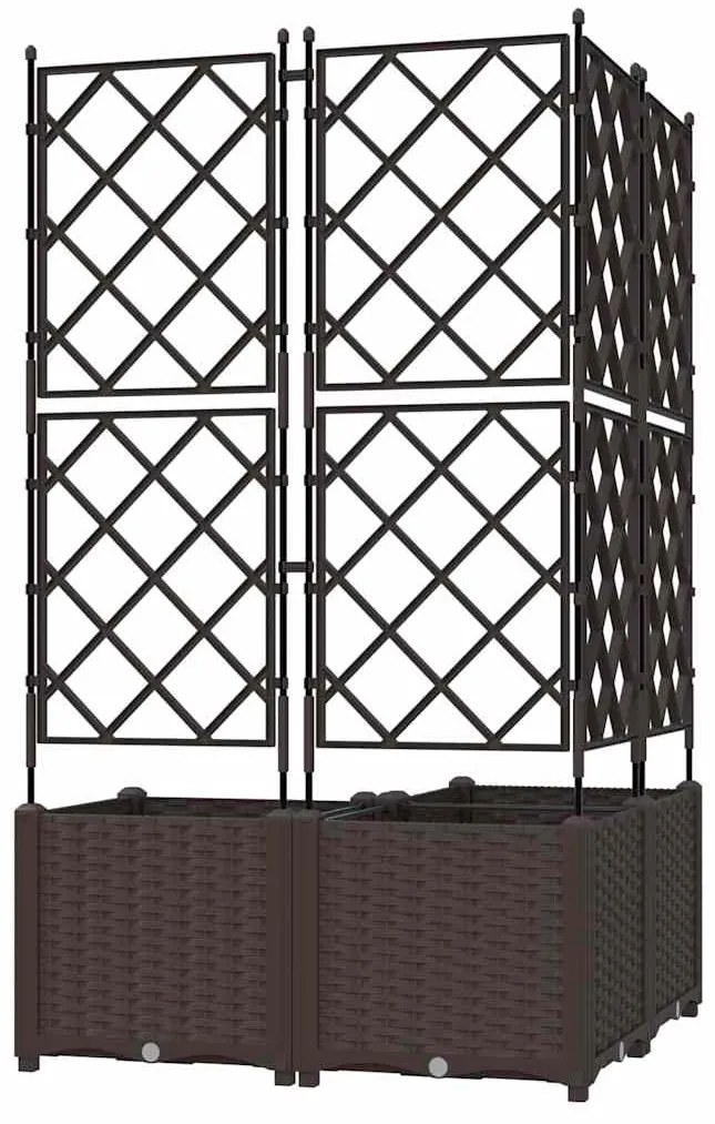 Vaso de Jardim com Treliça 3 pcs Marrom 80x80x143 cm