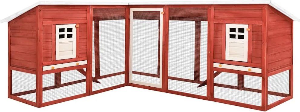 vidaXL Coelheira exterior c/ parque abeto maciço vermelho e branco