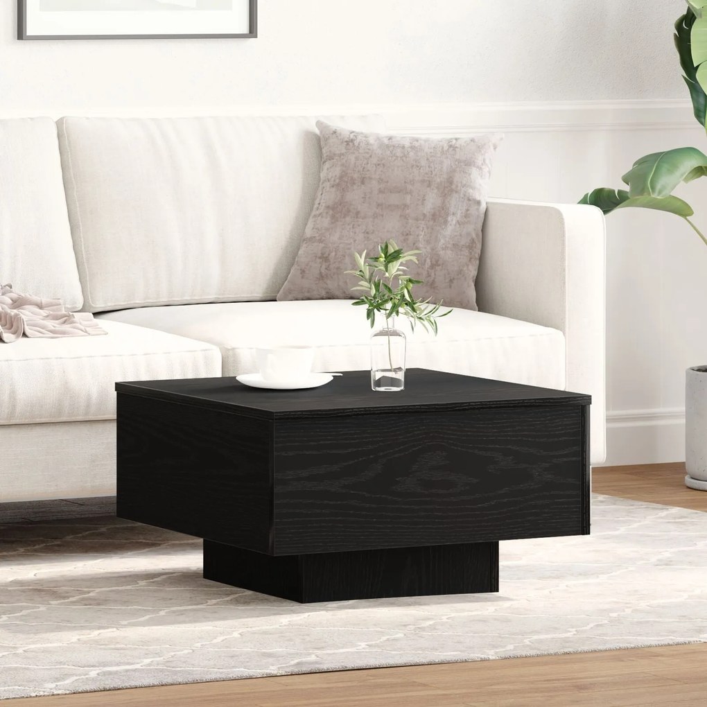 Mesa de Centro vidaXL Preta em Carvalho 55x55x31 cm em Madeira de Enge