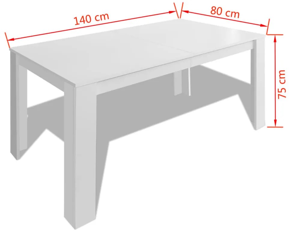 Mesa de jantar 140x80x75 cm branco
