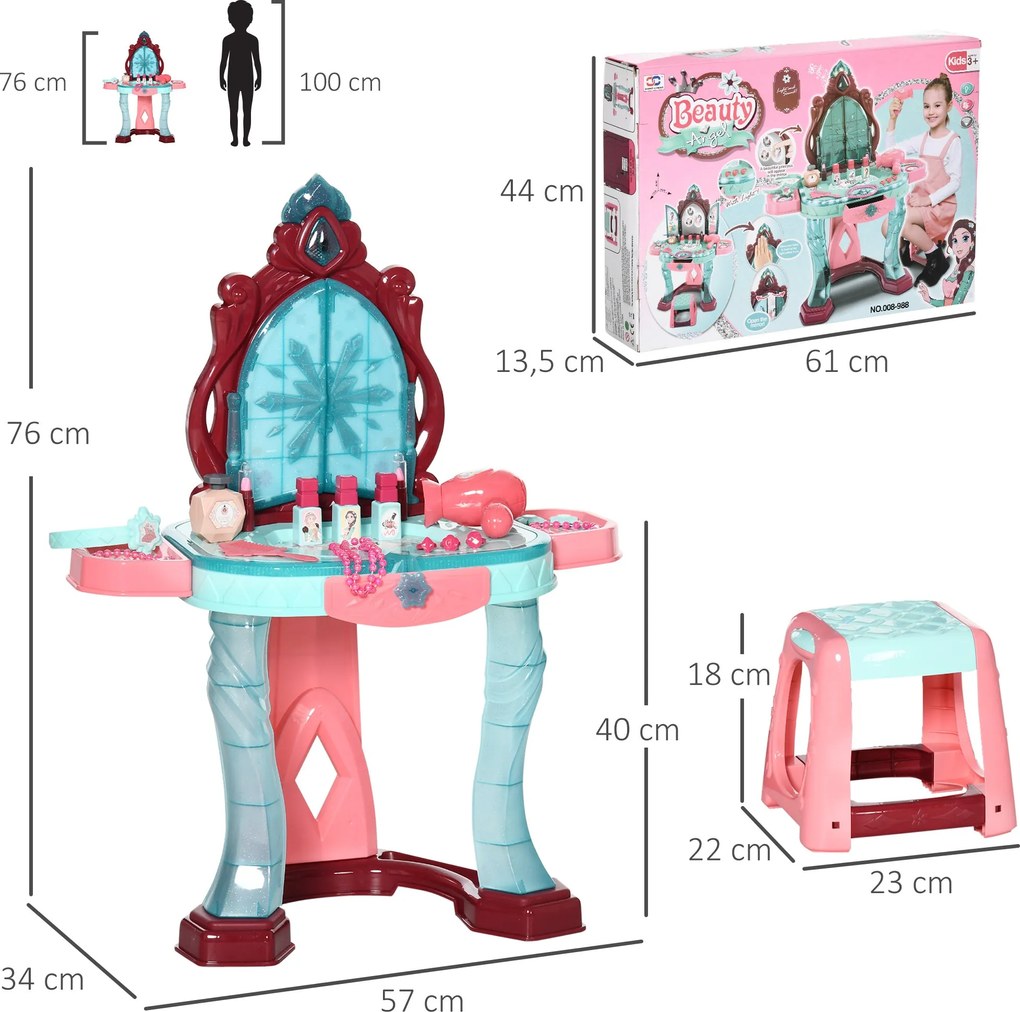 AIYAPLAY Toucador Infantil para Crianças acima de 3 Anos com Banco Esp