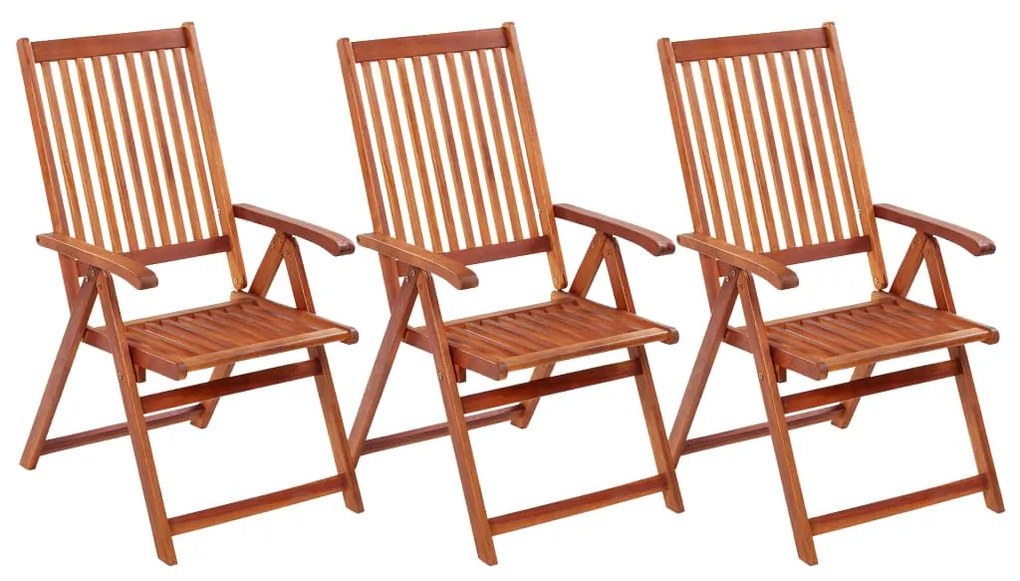 vidaXL Cadeiras de jardim dobráveis 3 pcs madeira de acácia maciça