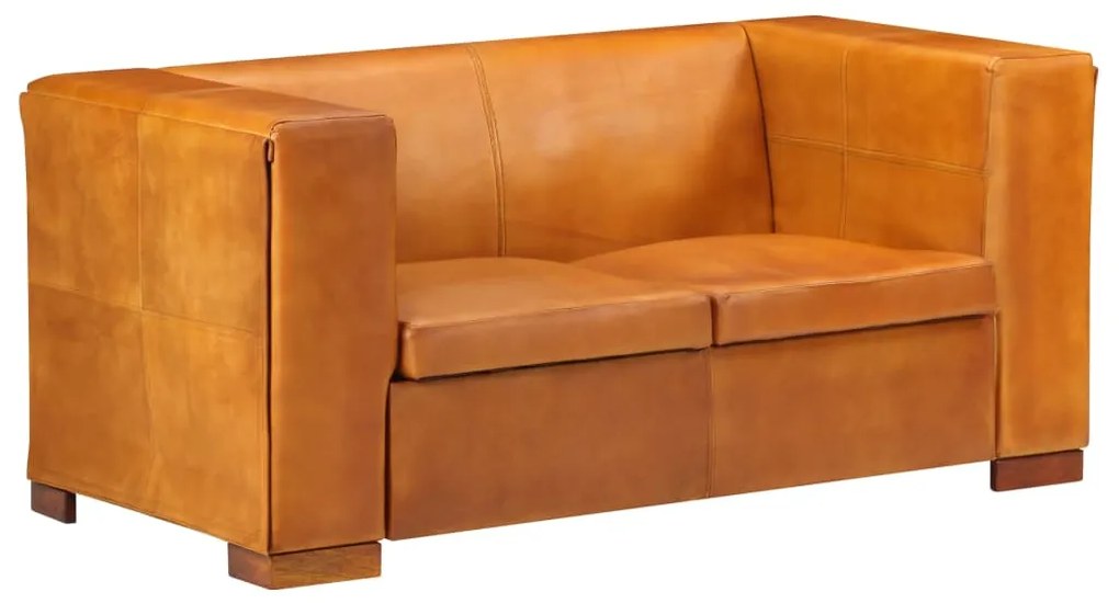 vidaXL Sofá de 2 lugares couro genuíno castanho bronze
