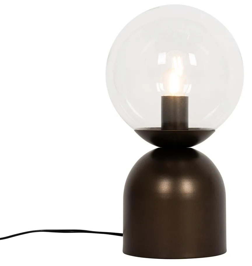 Candeeiro de mesa Hotel Chic bronze escuro com vidro transparente - Pallon Trend Chique de hotel