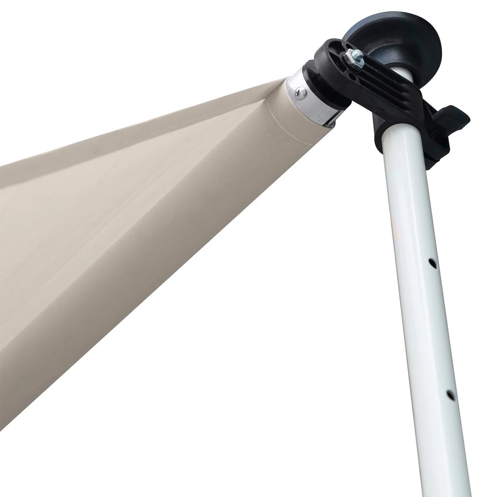 Outsunny Toldo Manual Retrátil para Exterior 400x120x170-280cm Toldo Enrolável Altura Ajustável com Manivela Proteção Solar para Terraço Balcão Jardim Marrom Claro