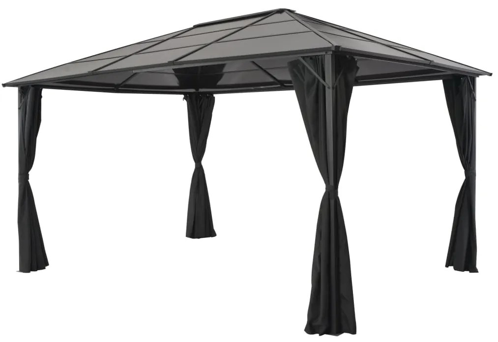 vidaXL Gazebo com cortinas alumínio 4x3x2,6 m preto