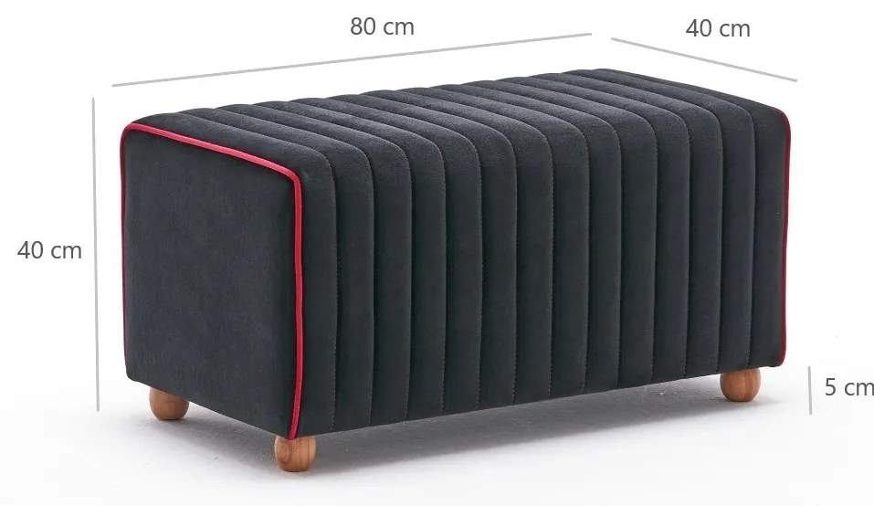 Pouffe Mabel – Anthracite/Pink – 80x40x40 cm