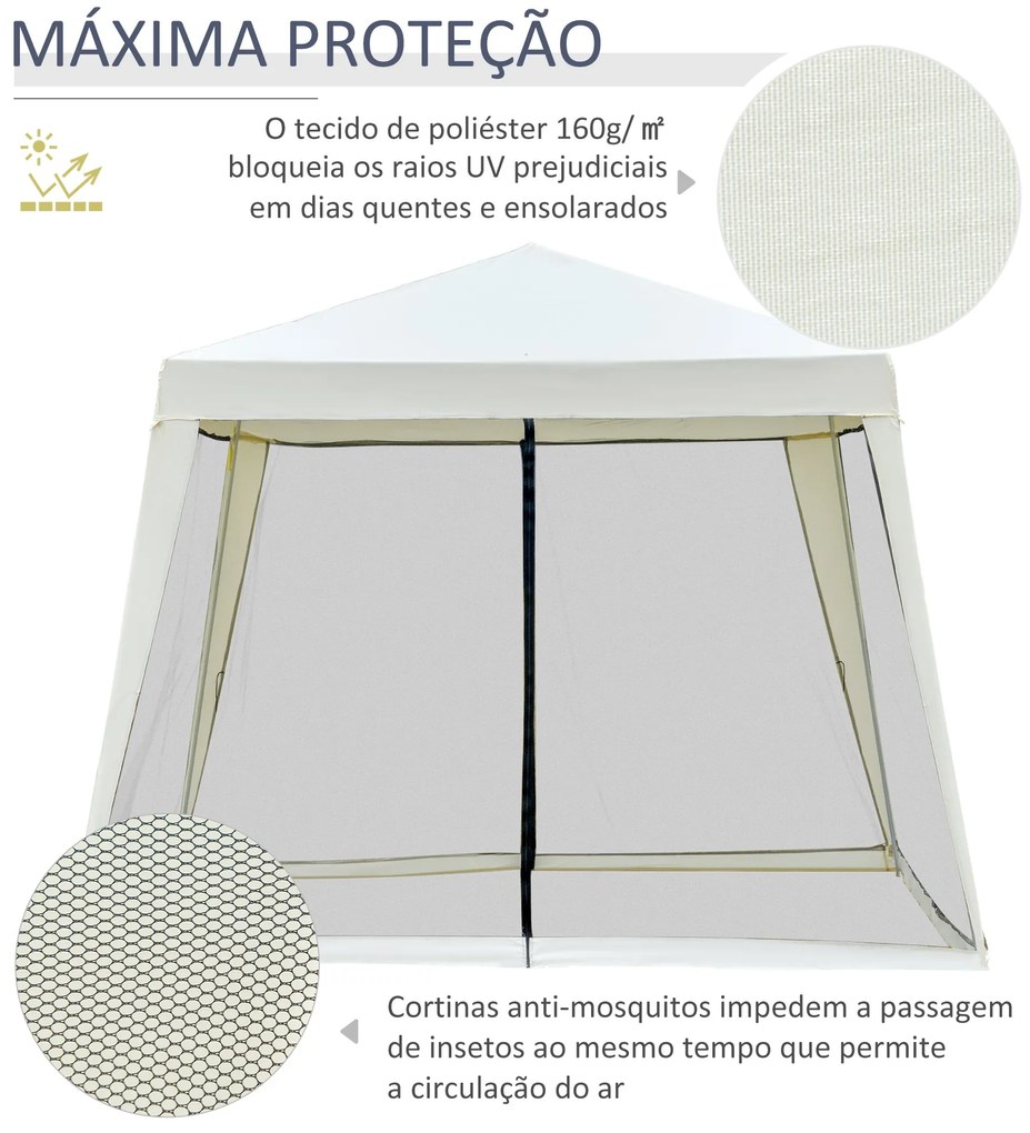 Tenda de Jardim 3x3m Tenda com 4 Partes Laterais Rede Mosquiteira com
