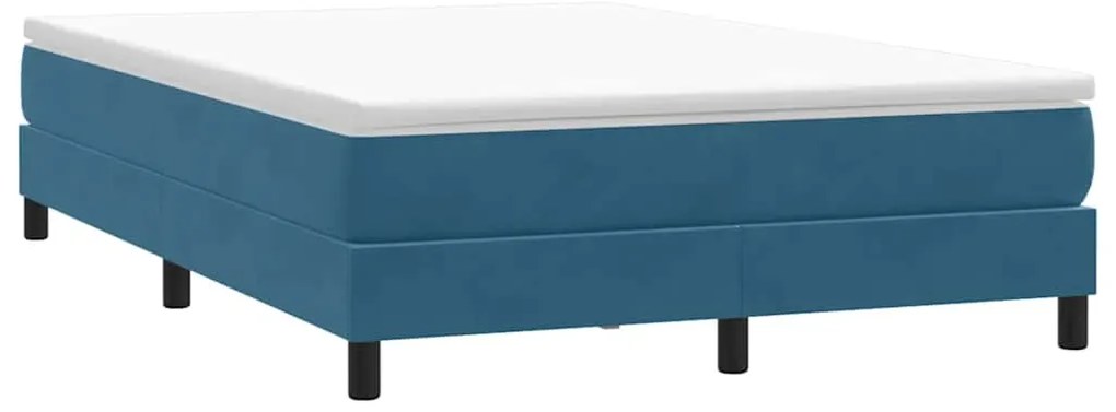 vidaXL Box Cama de primavera sem Colchão Azul Escuro 140x210 cm Veludo