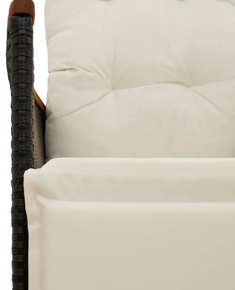 3 pcs conjunto de bistrô com almofadões vime PE preto