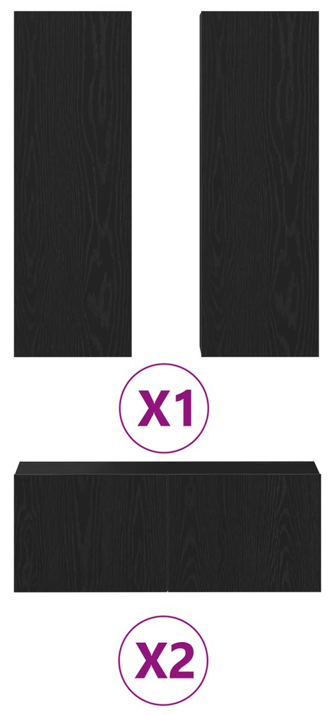 Conjunto de armário de TV vidaXL 4 peças montado na parede Carvalho pr