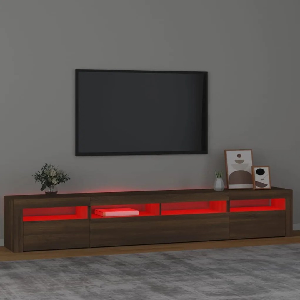 Móvel de TV com luzes LED 240x35x40 cm cor carvalho castanho