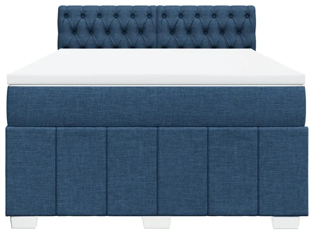 Cama com molas/colchão 160x200 cm tecido azul