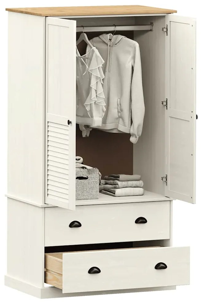 Roupeiro VIGO 90x55x170 cm madeira de pinho maciça branco