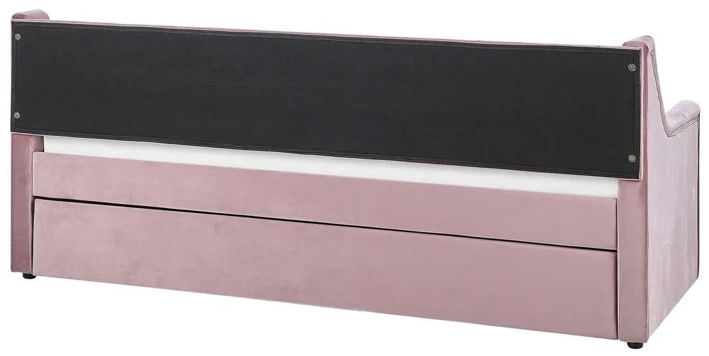 Cama  dupla em veludo rosa 90 x 200 cm MONTARGIS Beliani