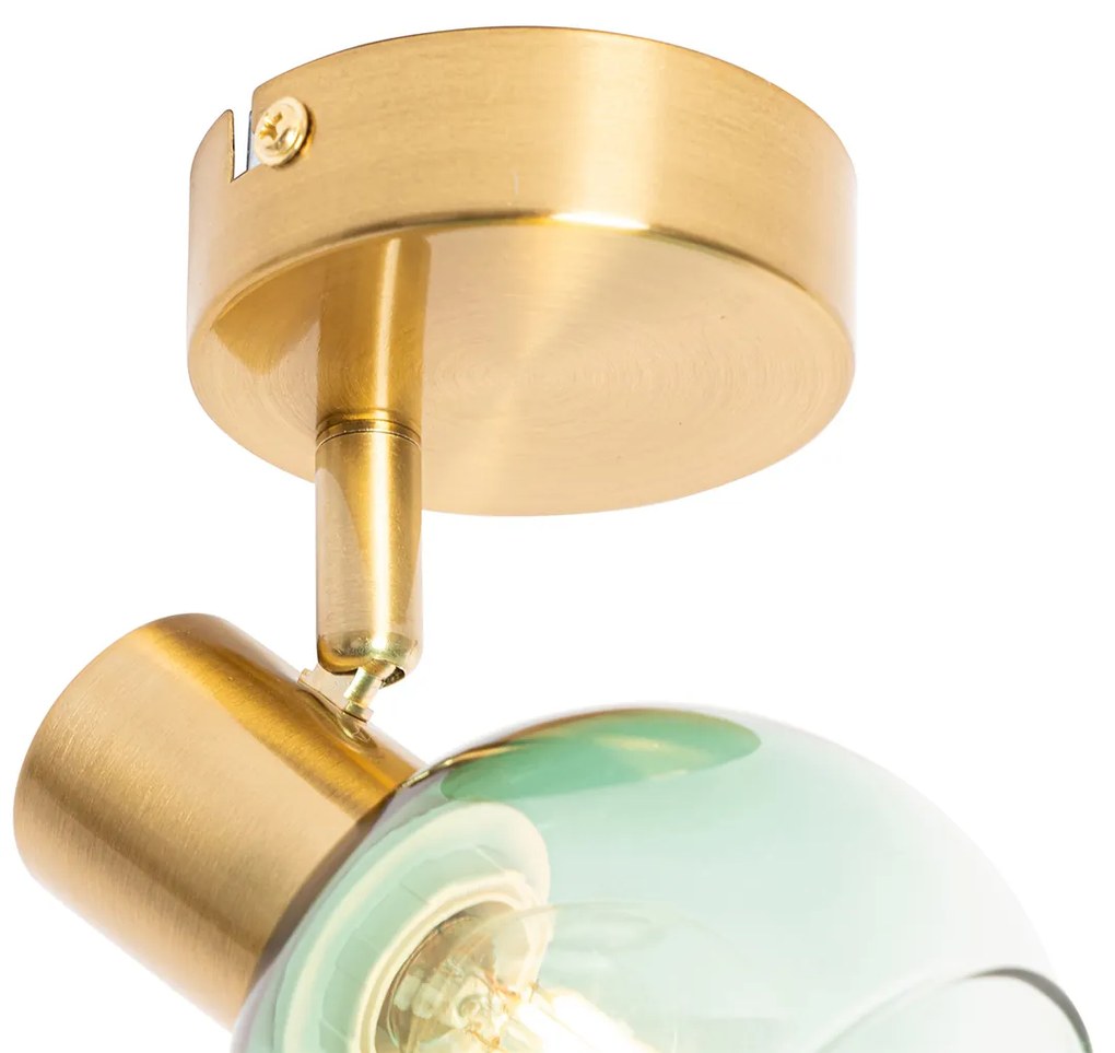 Foco Art Deco dourado com vidro verde - Vidro